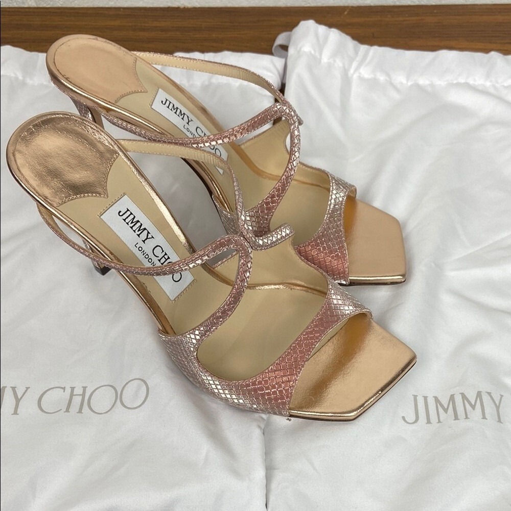 Jimmy Choo Anise 95 Ballet Pink Diamond Glitter Stiletto Heels EU 37 US 7 NEW - Picture 3 of 15